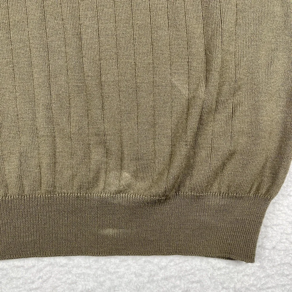 Preswick &‎ Moore Sweater Mens XL Beige Ribbed Career Merino Wool Italy Office
